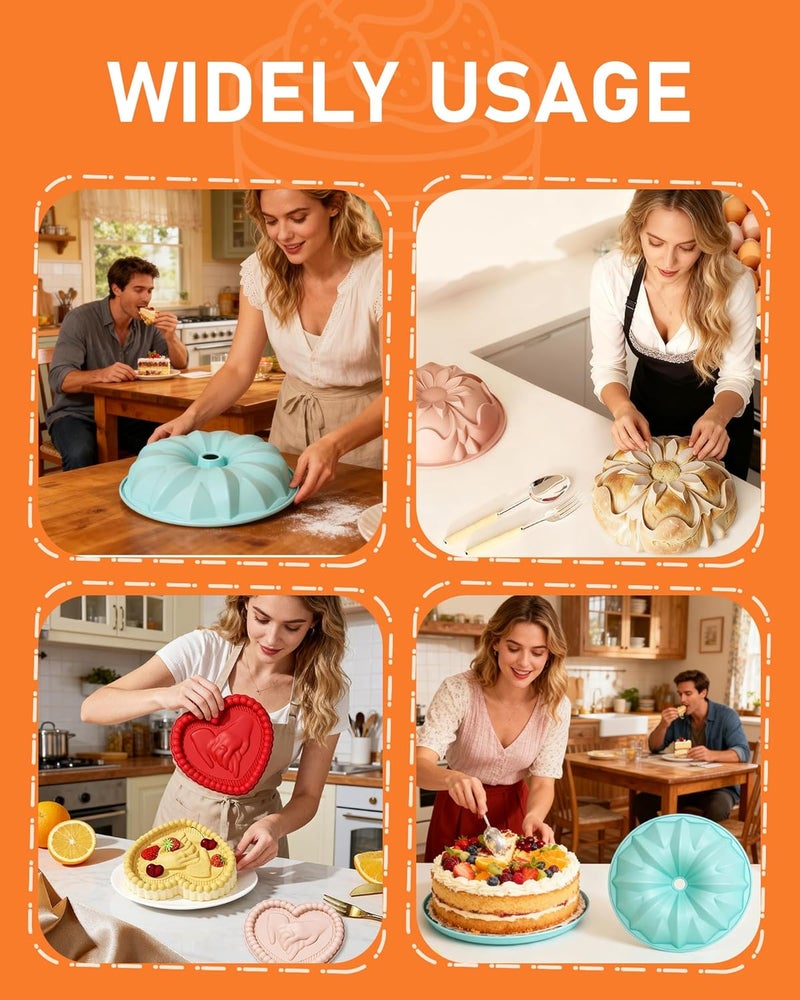 JOYPICKS 3 Pack Silicone Cake Molds Nonstick, Christmas Silicone Bundt Cake Pan, Baking Pan for Cake,Brownie Bread Jello and Pies, Tarts - Image 5